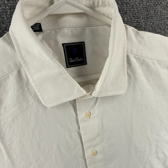David Donahue 18 34/35 French Cuff Cotton White Button Up Shirt Men Solid Spread - Picture 2 of 16